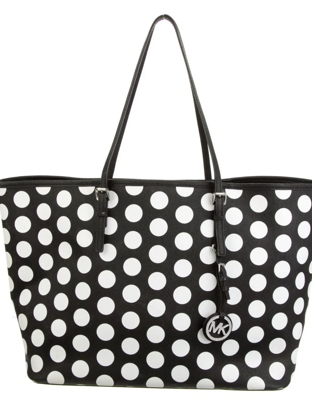 Michael Kors Black and White Polka Dot Tote - Picture 1 of 8